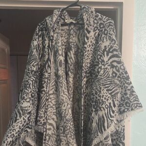 Women's Gray Animal Print Coat